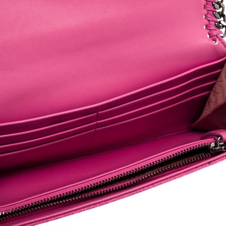 Pre Owned Stella McCartney Pink Faux Suede Falabella Flap Wallet 