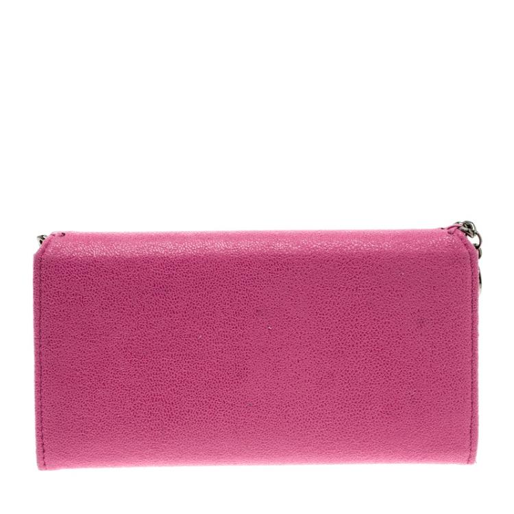 Pre Owned Stella McCartney Pink Faux Suede Falabella Flap Wallet 