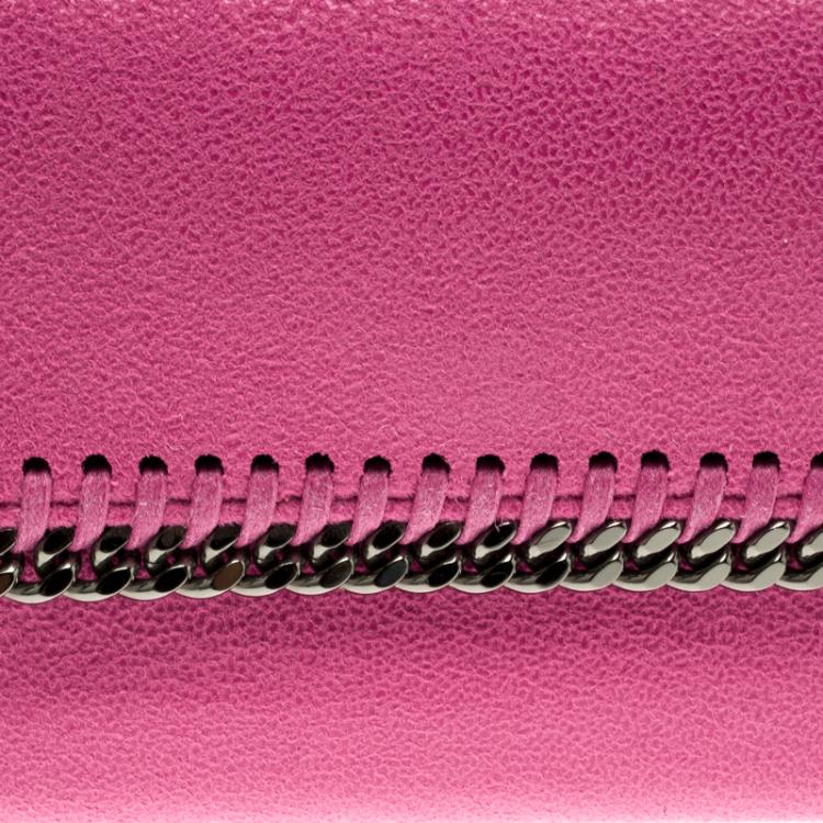 Pre Owned Stella McCartney Pink Faux Suede Falabella Flap Wallet 