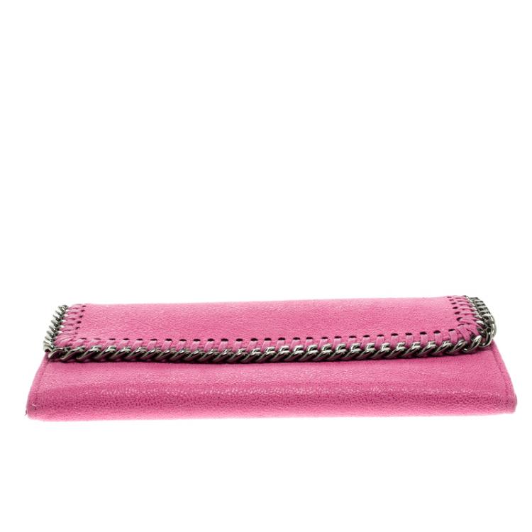 Pre Owned Stella McCartney Pink Faux Suede Falabella Flap Wallet 