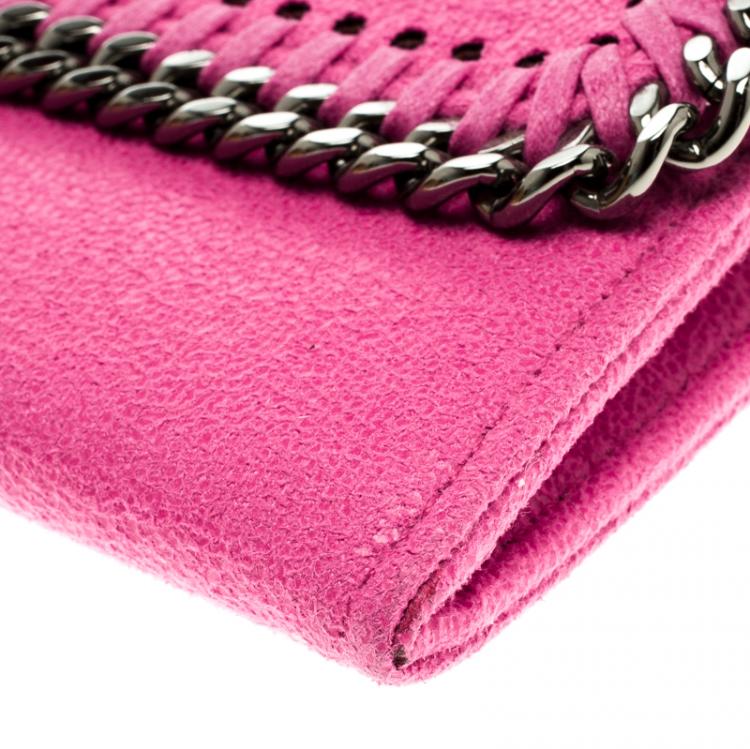 Pre Owned Stella McCartney Pink Faux Suede Falabella Flap Wallet 