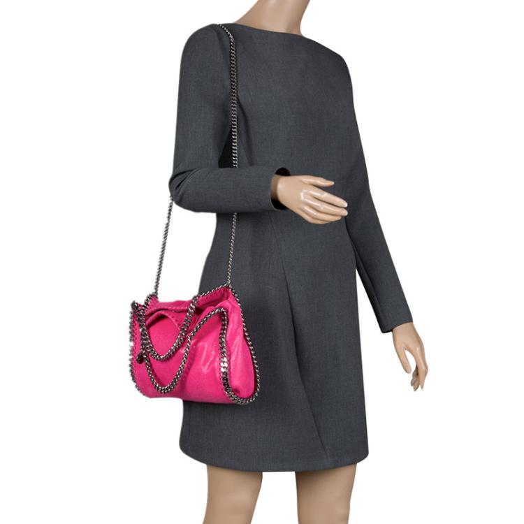 Pre Owned Stella McCartney Metallic Pink Faux Leather Mini Falabella Tote