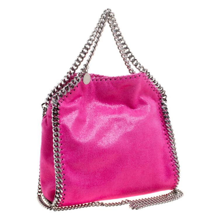 Pre Owned Stella McCartney Metallic Pink Faux Leather Mini Falabella Tote