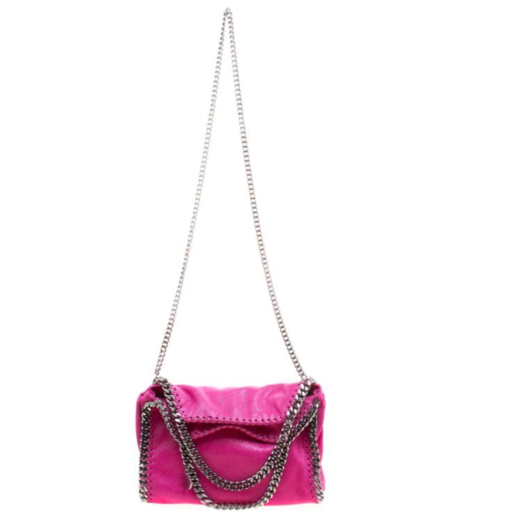 Pre Owned Stella McCartney Metallic Pink Faux Leather Mini Falabella Tote