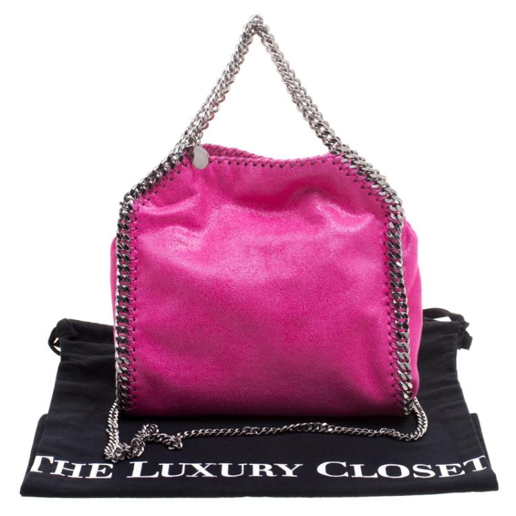 Pre Owned Stella McCartney Metallic Pink Faux Leather Mini Falabella Tote
