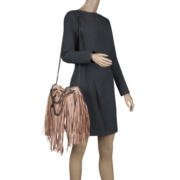 مملوكة مسبقًا Stella McCartney Beige Faux Leather Small Falabella Fringe Tote