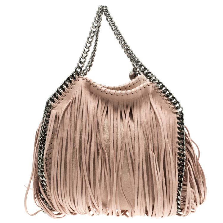 مملوكة مسبقًا Stella McCartney Beige Faux Leather Small Falabella Fringe Tote