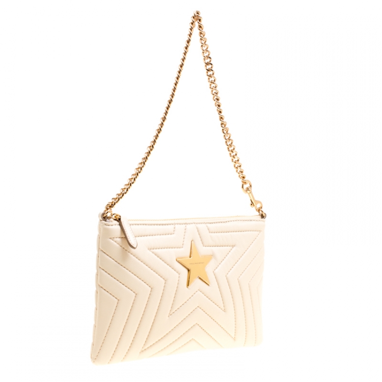 Pre Owned Stella McCartney Beige Faux Leather Stella Star Clutch