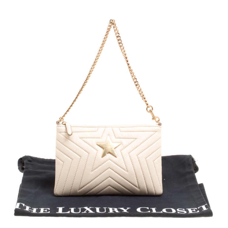 Pre Owned Stella McCartney Beige Faux Leather Stella Star Clutch