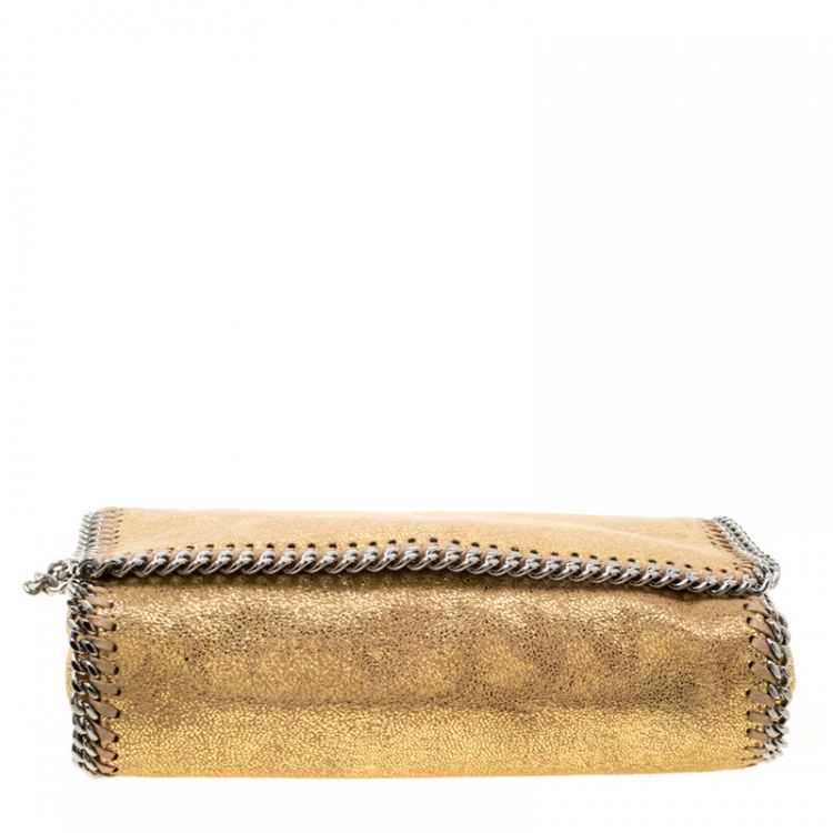 Pre Owned Stella McCartney Metallic Gold Faux Leather Falabella Shoulder Bag