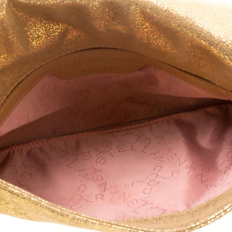 Pre Owned Stella McCartney Metallic Gold Faux Leather Falabella Shoulder Bag