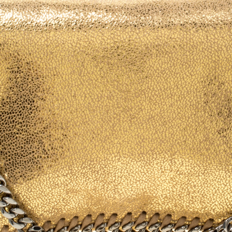 Pre Owned Stella McCartney Metallic Gold Faux Leather Falabella Shoulder Bag