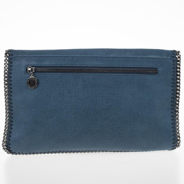 Pre Owned Stella McCartney Blue Falabella Shaggy Deer Foldover Clutch