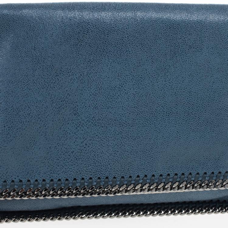 Pre Owned Stella McCartney Blue Falabella Shaggy Deer Foldover Clutch