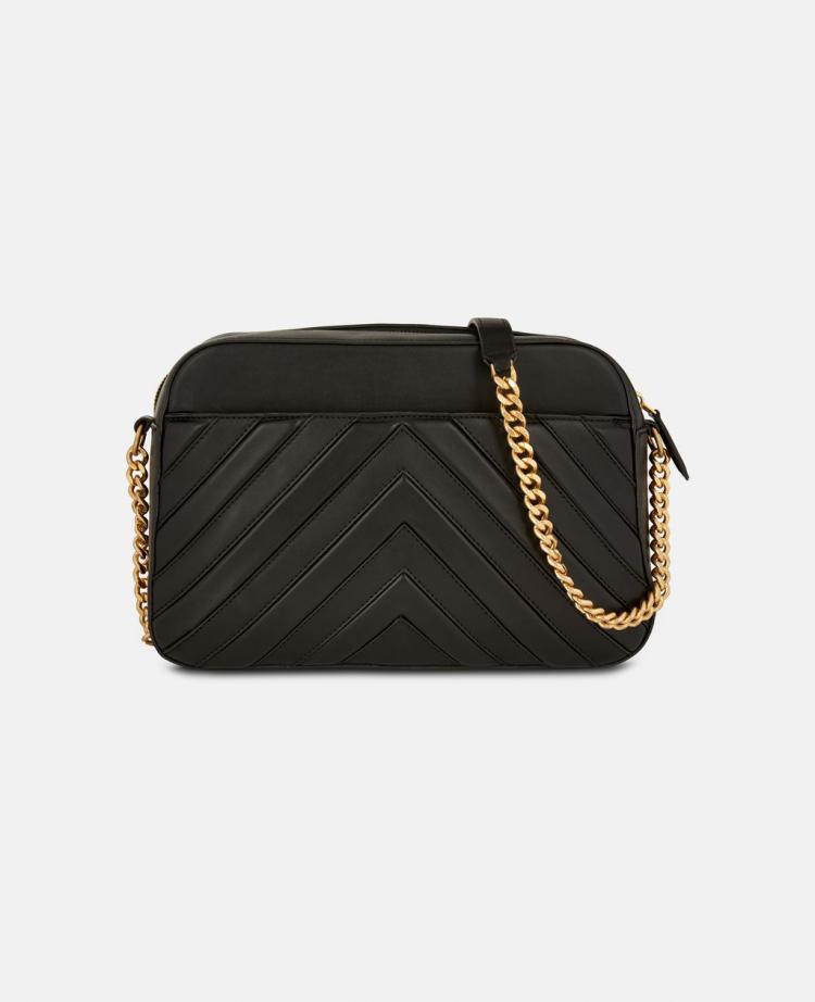 Pre Owned Stella McCartney Black Quilted Faux Leather Medium Star Shoulder Bag