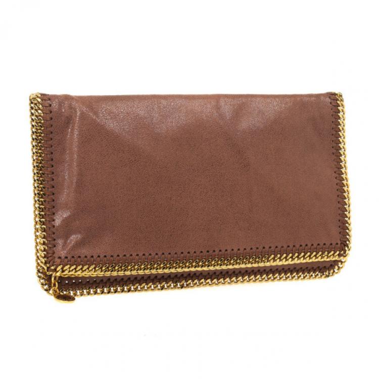 Pre Owned Stella McCartney Brown Falabella Shaggy Deer Fold Over Clutch 