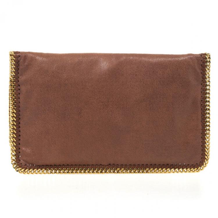 Pre Owned Stella McCartney Brown Falabella Shaggy Deer Fold Over Clutch 