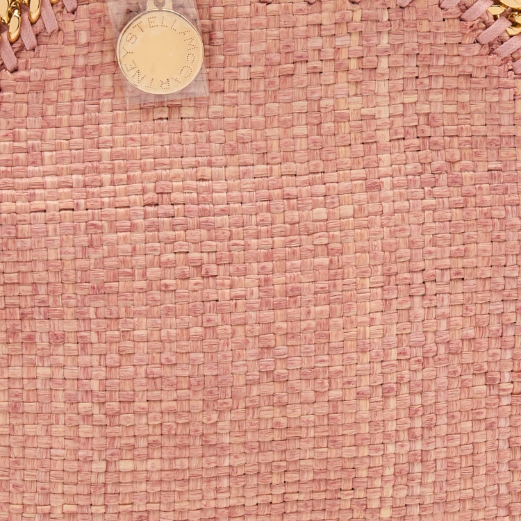 Pre Owned Stella McCartney Pink Woven Raffia Tiny Falabella Tote