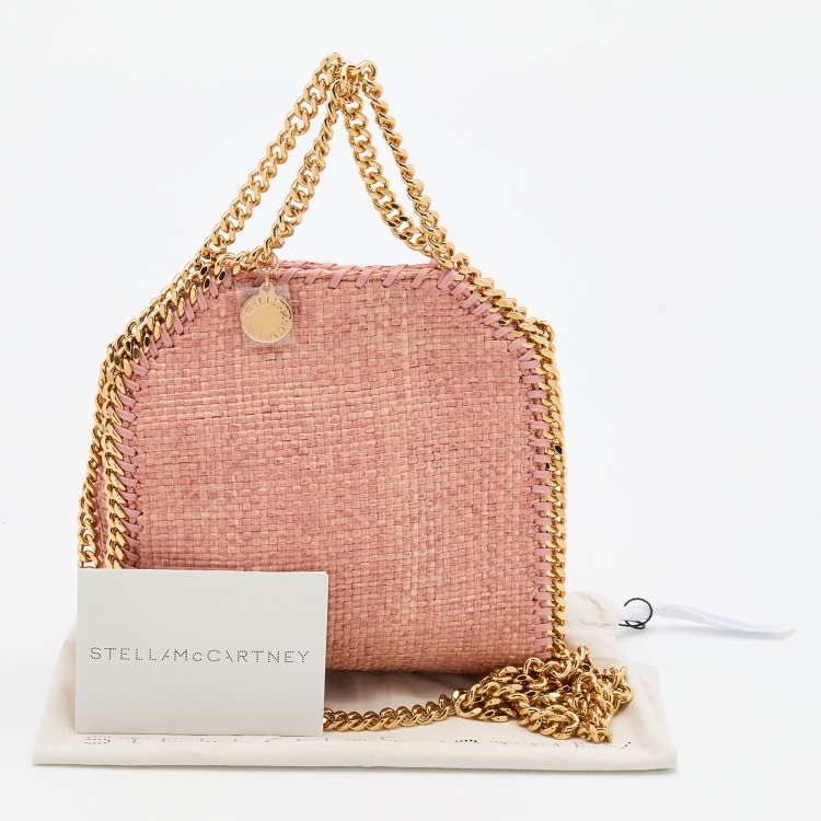 Pre Owned Stella McCartney Pink Woven Raffia Tiny Falabella Tote