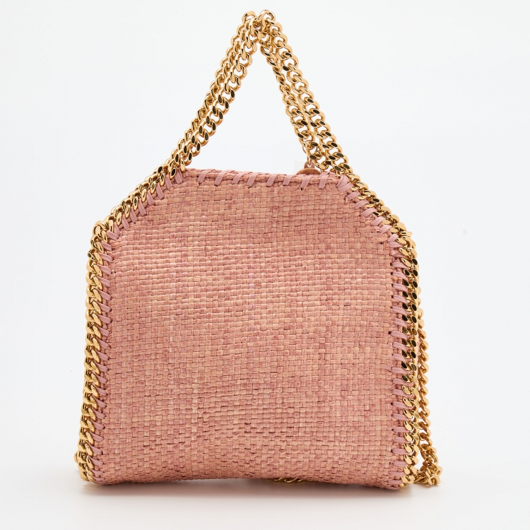 Pre Owned Stella McCartney Pink Woven Raffia Tiny Falabella Tote