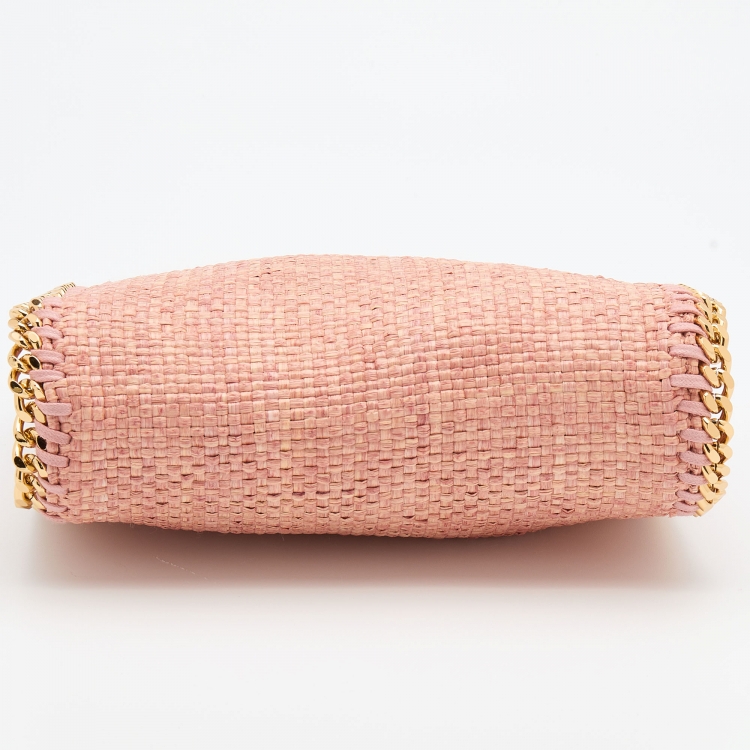 Pre Owned Stella McCartney Pink Woven Raffia Tiny Falabella Tote