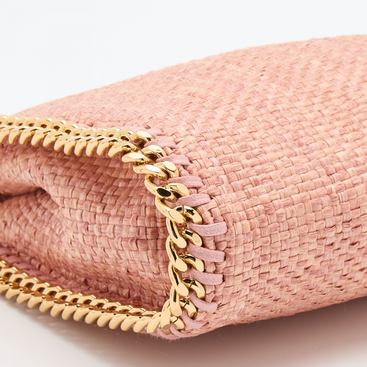 Pre Owned Stella McCartney Pink Woven Raffia Tiny Falabella Tote