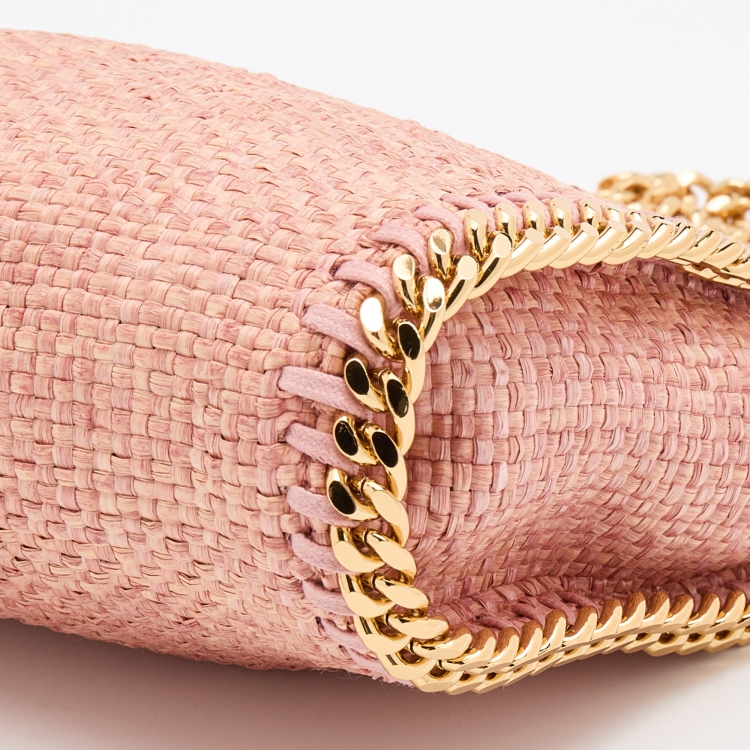 Pre Owned Stella McCartney Pink Woven Raffia Tiny Falabella Tote