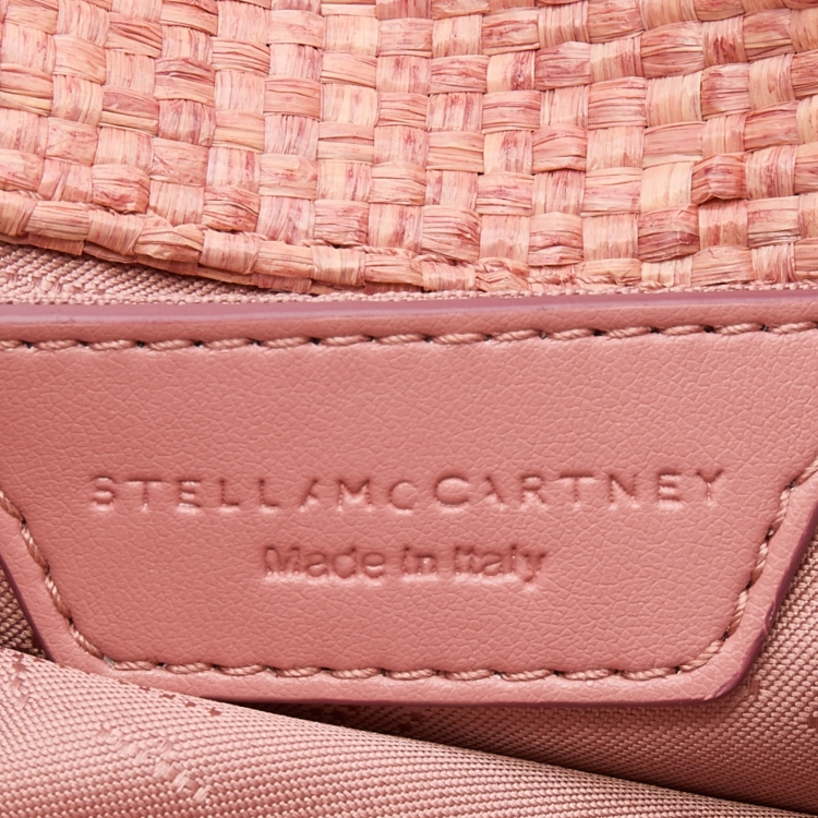 Pre Owned Stella McCartney Pink Woven Raffia Tiny Falabella Tote