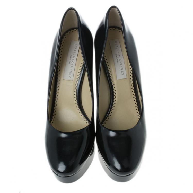 Pre Owned Stella McCartney Black Leather Corinne Platform Pumps Size 39