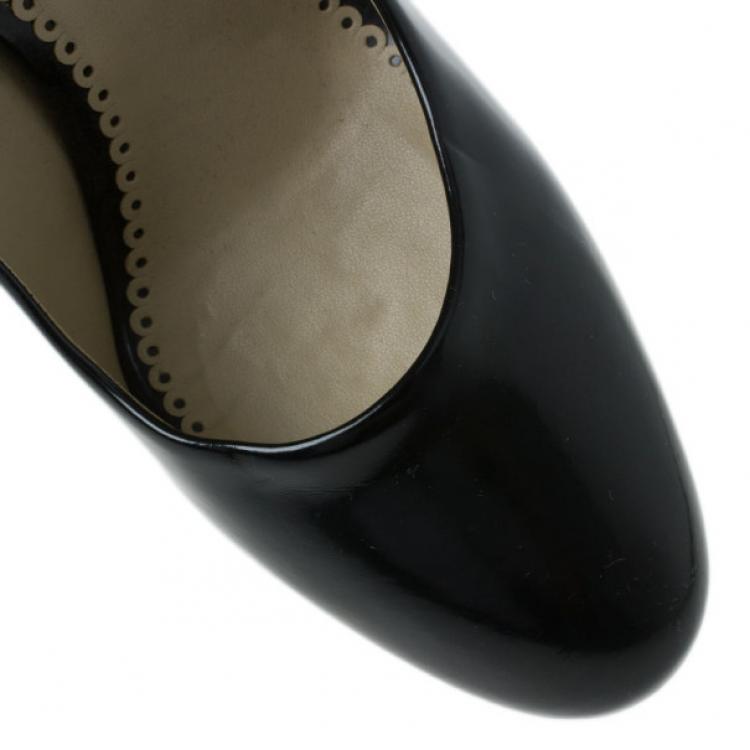 Pre Owned Stella McCartney Black Leather Corinne Platform Pumps Size 39