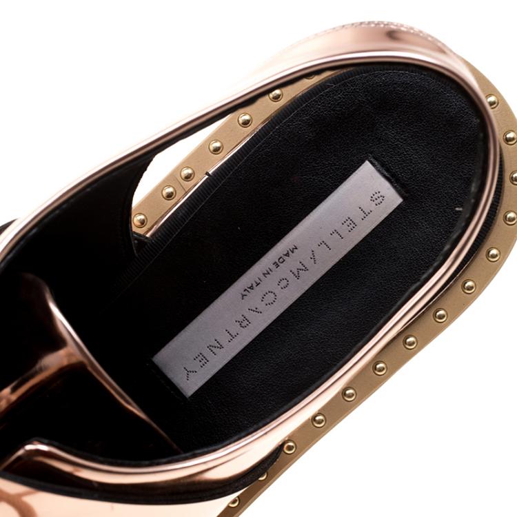 Pre Owned Stella McCartney Metallic Bronze Faux Leather Odette Slingback Derby Size 40