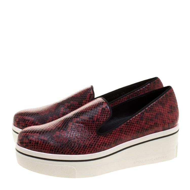 Pre Owned Stella McCartney Two Tone Faux Python Creeper Platform Loafers Size 40