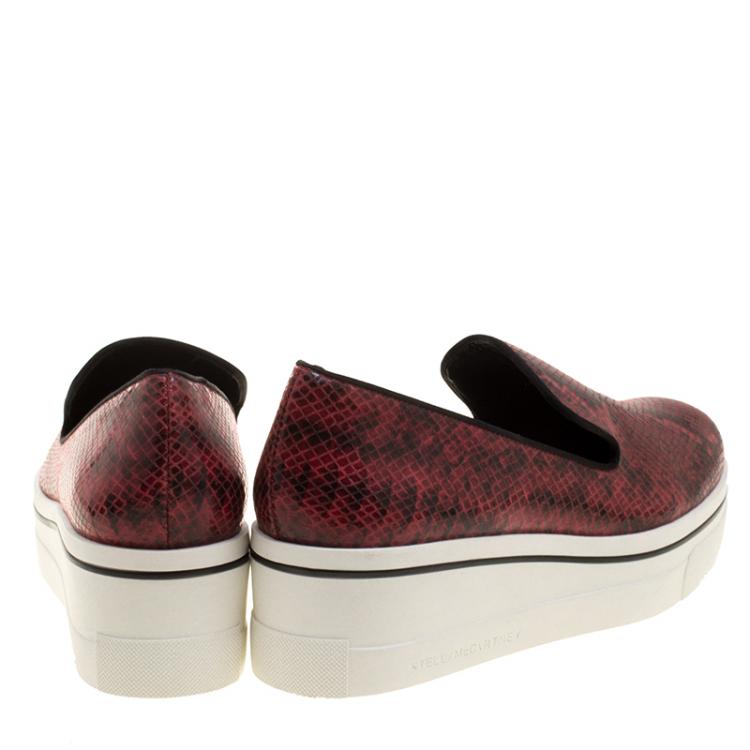 Pre Owned Stella McCartney Two Tone Faux Python Creeper Platform Loafers Size 40