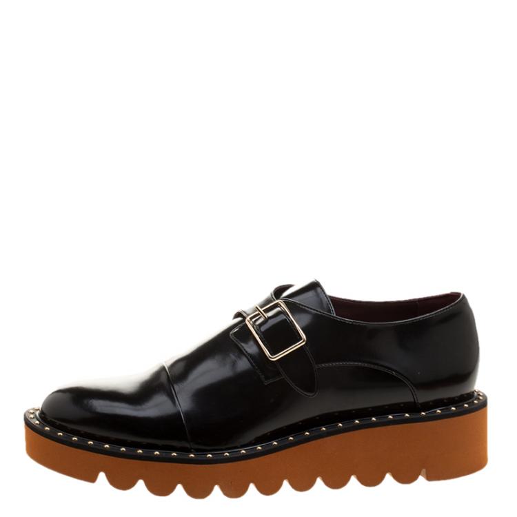 مملوكة مسبقًا Stella McCartney Black Faux Leather Odette Loafers Size 39