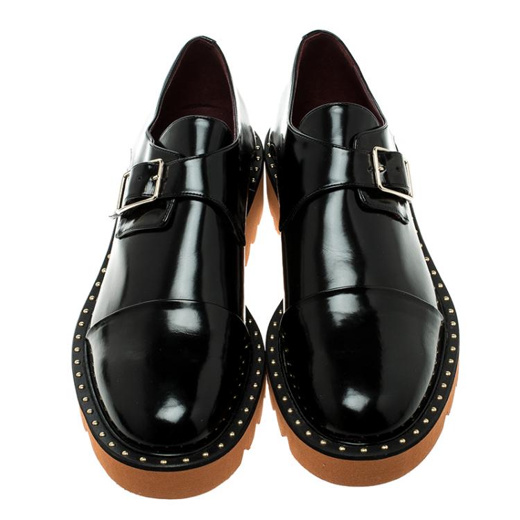 Pre Owned Stella McCartney Black Faux Leather Odette Brogues Loafers Size 40