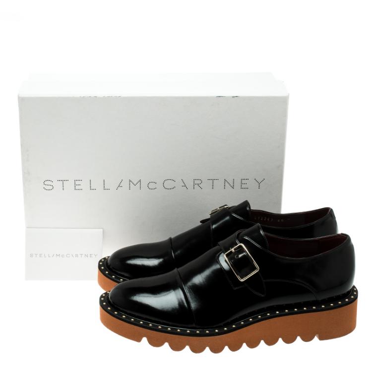 Pre Owned Stella McCartney Black Faux Leather Odette Brogues Loafers Size 40