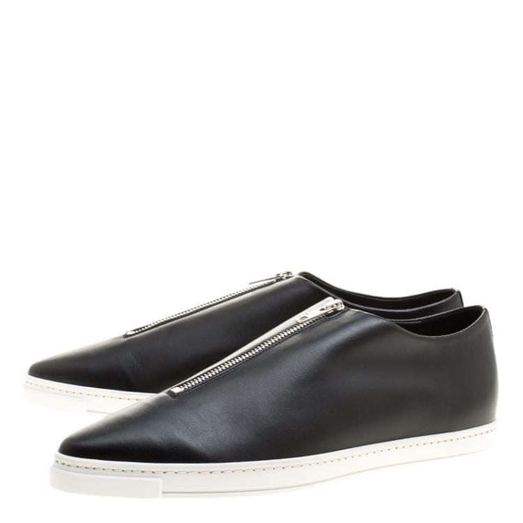 Pre Owned Stella McCartney Black Faux Leather Zip Loafers Size 41
