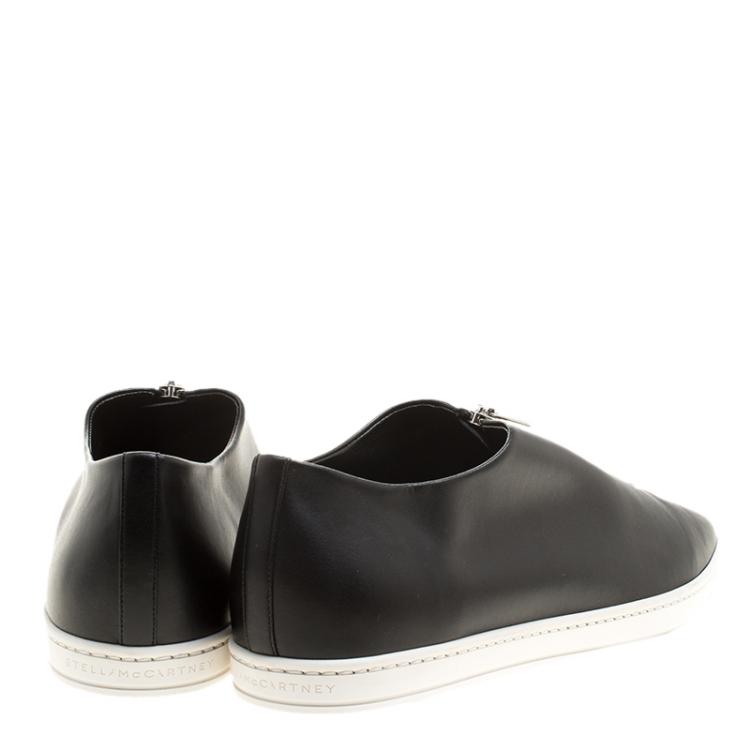 Pre Owned Stella McCartney Black Faux Leather Zip Loafers Size 41