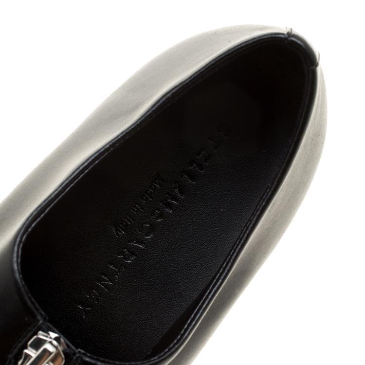 Pre Owned Stella McCartney Black Faux Leather Zip Loafers Size 41