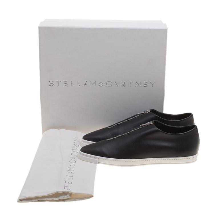 Pre Owned Stella McCartney Black Faux Leather Zip Loafers Size 41