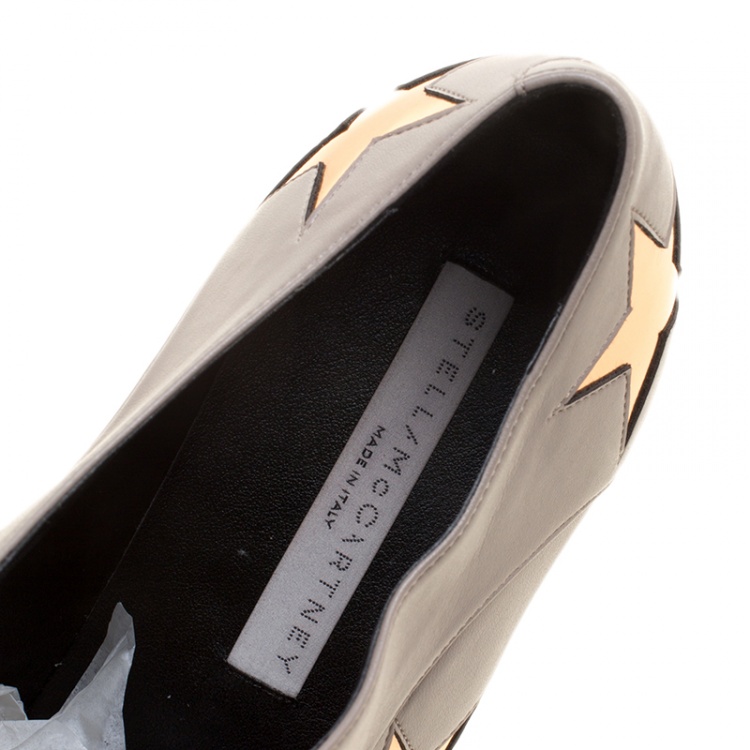 Pre Owned Stella McCartney Beige Faux Leather Elyse Star Platform Lace Up Derby Size 40.5