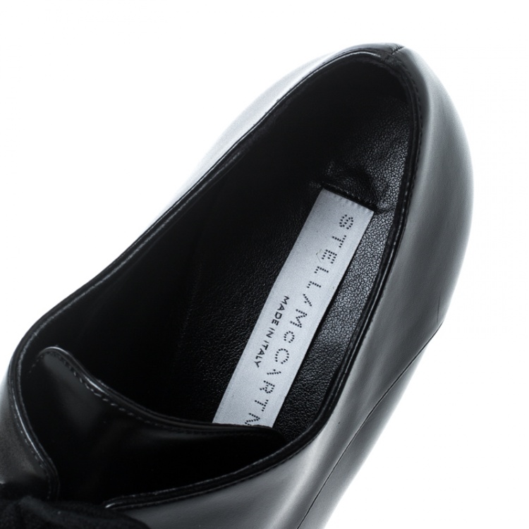 Pre Owned Stella McCartney Black Faux Leather Elyse Platform Derby Size 39.5
