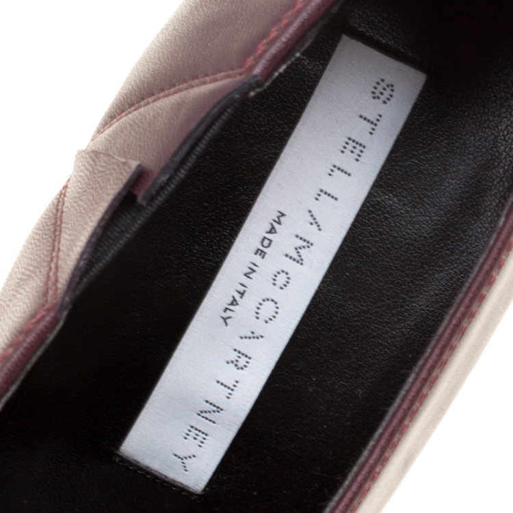 Pre Owned Stella McCartney Burgundy Faux Leather Square Toe Ankle Boots Size 37