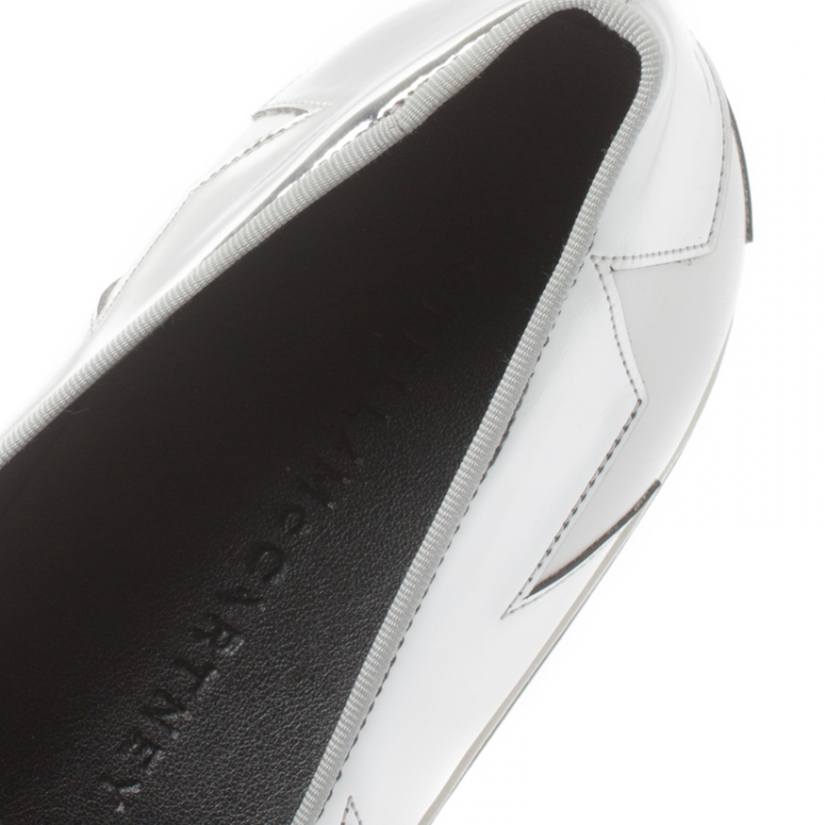 Pre Owned Stella McCartney Metallic Silver Faux Leather Binx Star Platform Slip On Sneakers Size 40