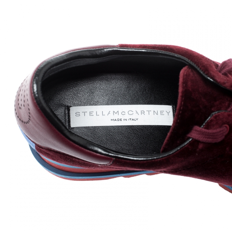 مملوكة مسبقًا Stella McCartney Burgundy Velvet Elyse Sneakers Size 41