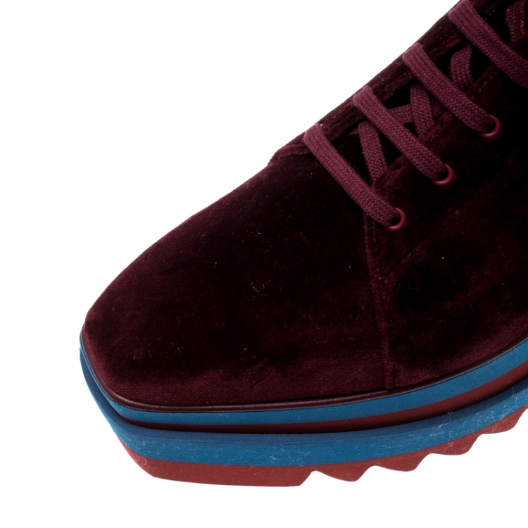 مملوكة مسبقًا Stella McCartney Burgundy Velvet Elyse Sneakers Size 41
