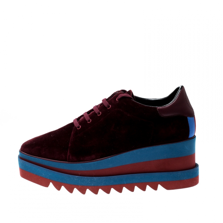 مملوكة مسبقًا Stella McCartney Burgundy Velvet Elyse Sneakers Size 41
