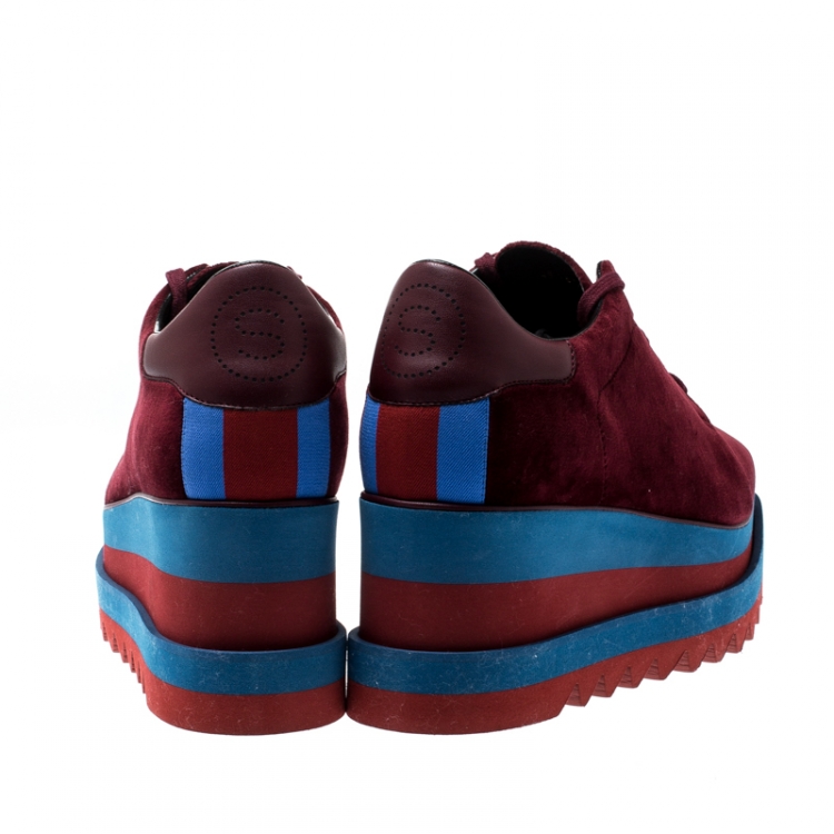مملوكة مسبقًا Stella McCartney Burgundy Velvet Elyse Sneakers Size 41