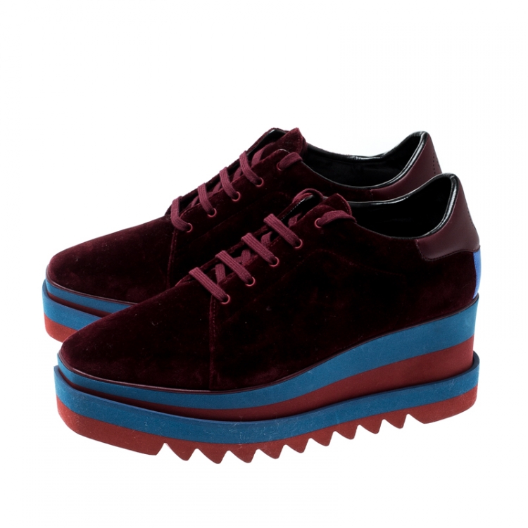 مملوكة مسبقًا Stella McCartney Burgundy Velvet Elyse Sneakers Size 41