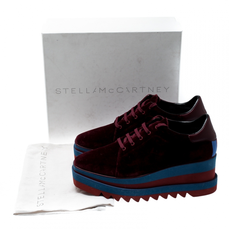 مملوكة مسبقًا Stella McCartney Burgundy Velvet Elyse Sneakers Size 41